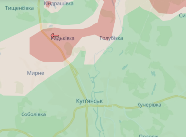 Мапа бойових дій поблизу Куп‘янська станом на 29 липня.