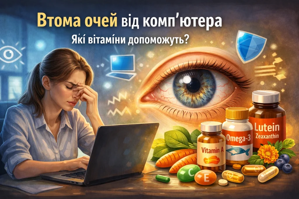 Втома очей від комп’ютера: які вітаміни та нутрієнти реально можуть допомогти 2 Втома очей від комп’ютера: які вітаміни та нутрієнти реально можуть допомогти