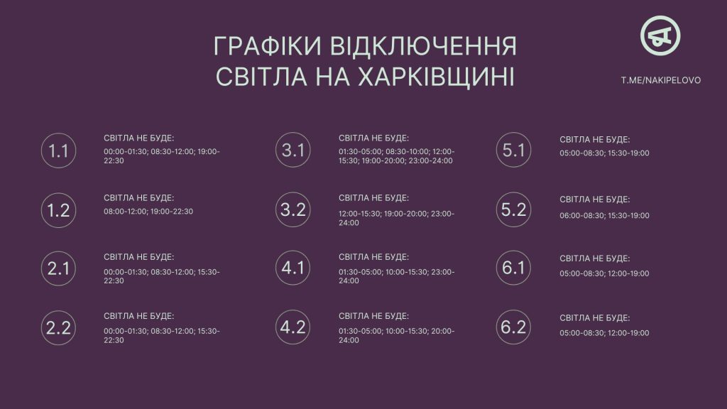 Від шести до 13 годин без світла: графіки вимкнень на Харківщині 1